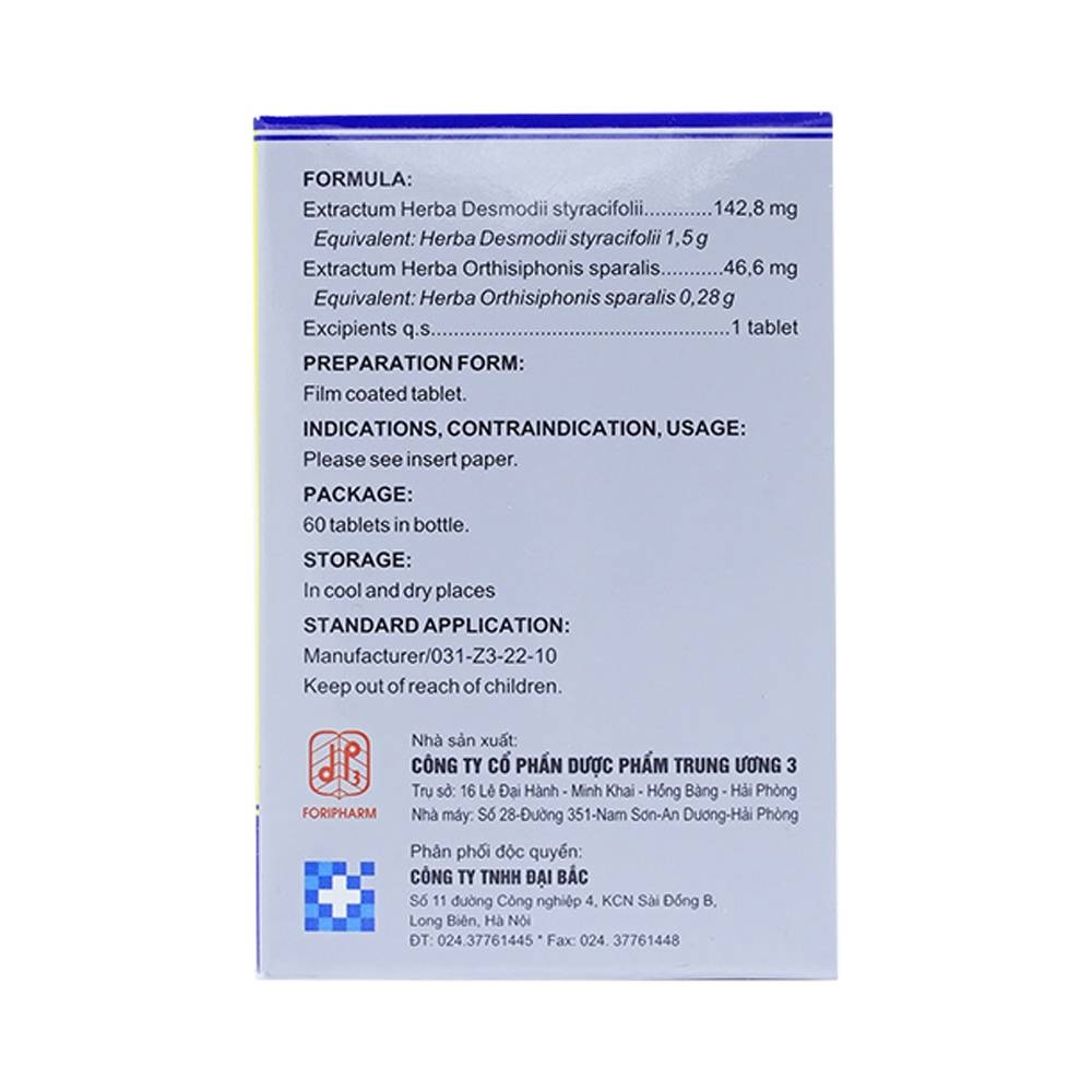 Hình ảnh Viên nén Kimraso Forifarm điều trị sỏi thận, sỏi mật, viêm bể thận, viêm túi mật (60 viên)