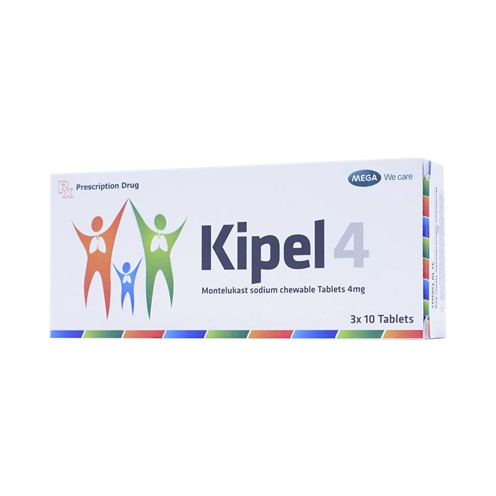Hình ảnh Viên nhai Kipel 4 MEGA We Care dự phòng và điều trị hen phế quản mạn tính, viêm mũi dị ứng (3 vỉ x 10 viên)