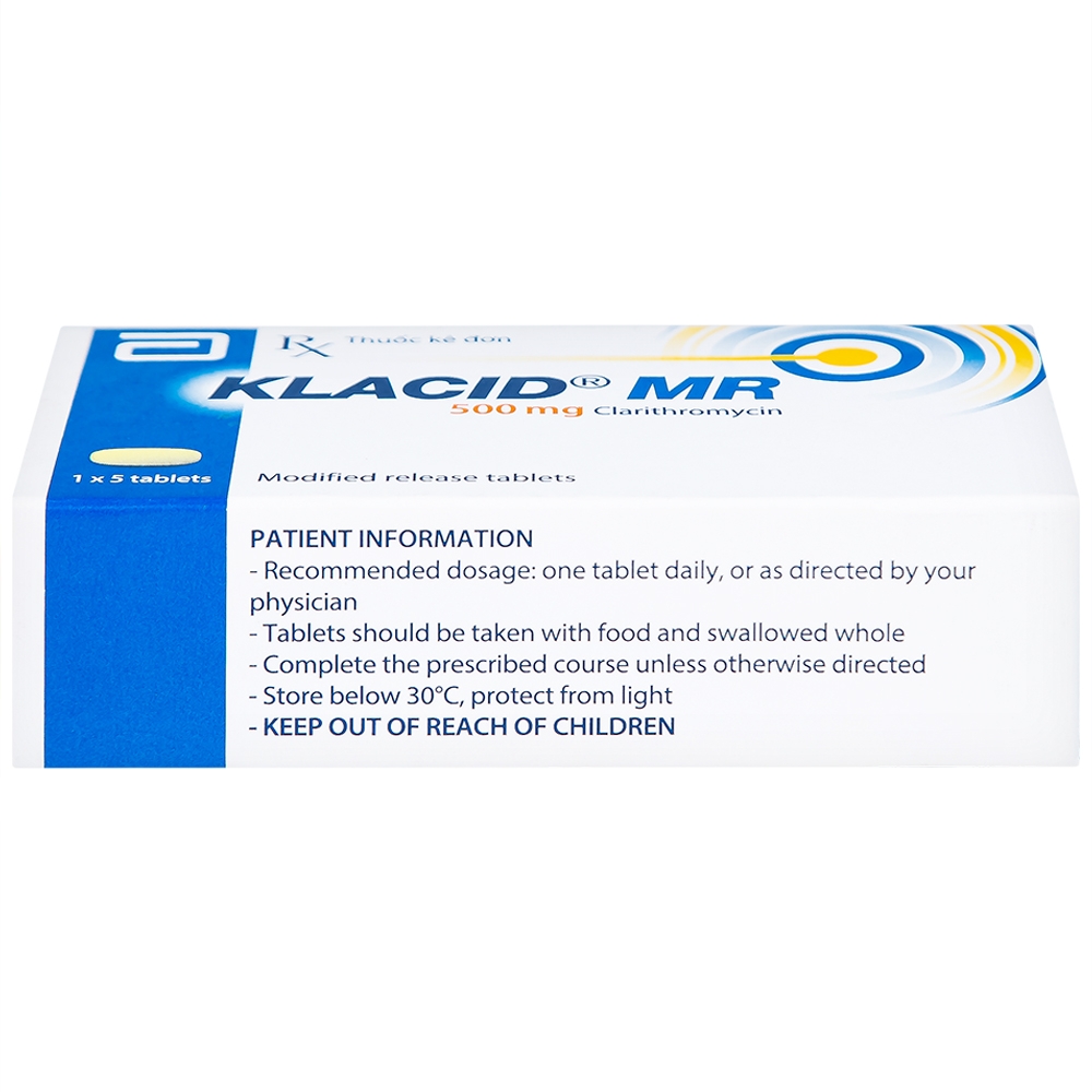 Hình ảnh Viên nén Klacid MR 500mg Abbott điều trị nhiễm trùng đường hô hấp (1 vỉ x 5 viên)