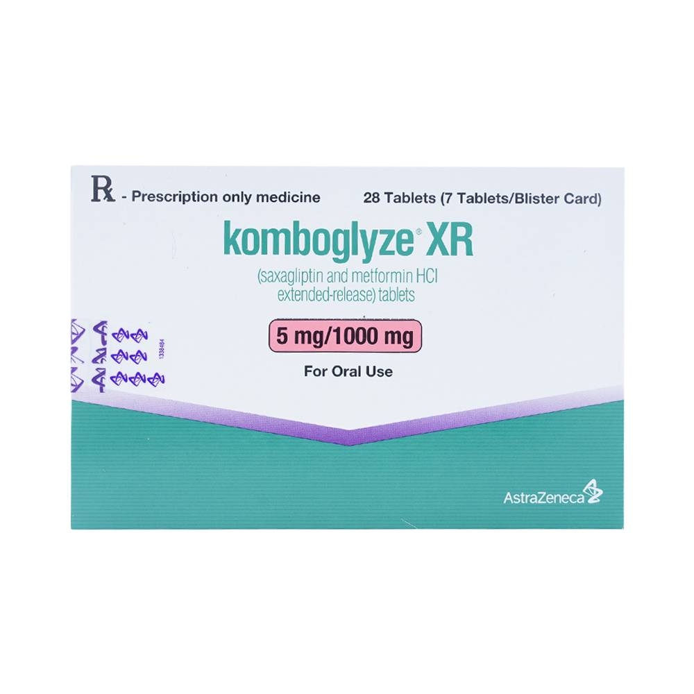 Hình ảnh Viên nén Komboglyze XR 5mg/1000mg AstraZeneca hỗ trợ kiểm soát đường huyết (4 vỉ x 7 viên)