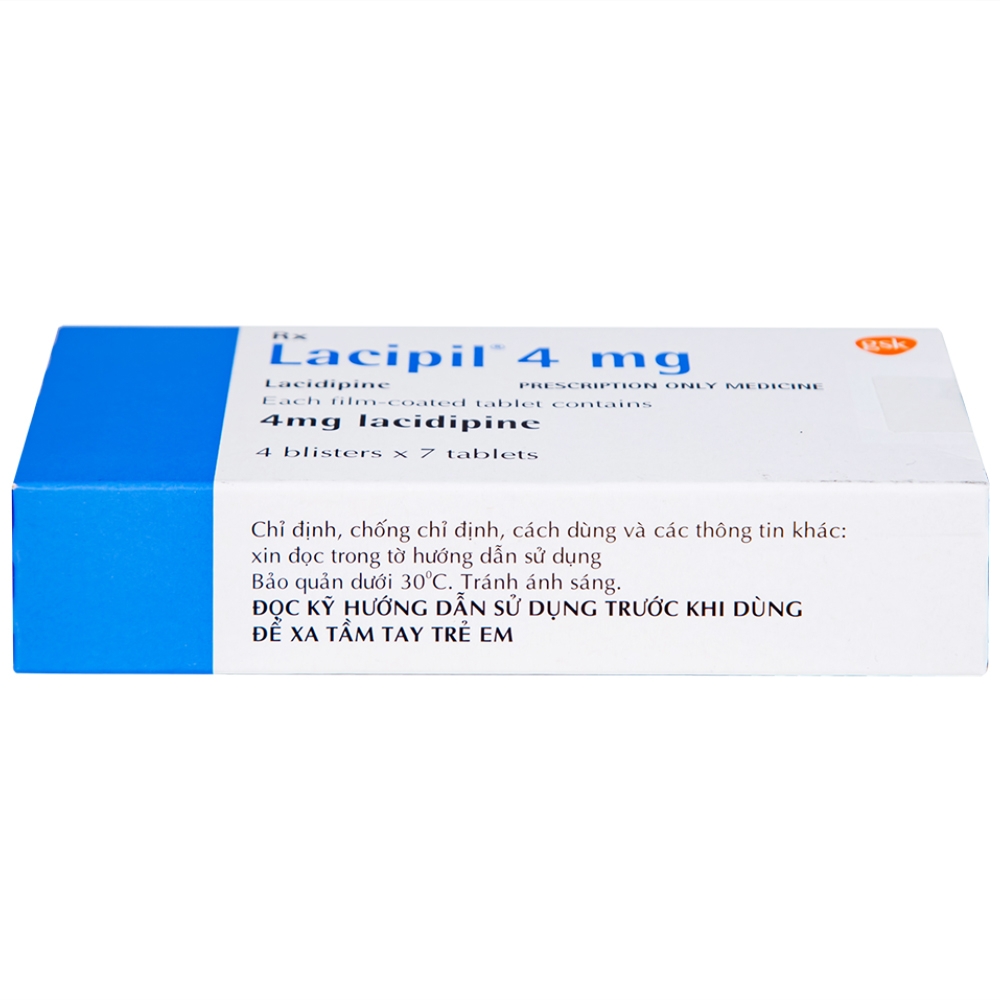 Hình ảnh Viên nén Lacipil 4mg GSK điều trị tăng huyết áp (4 vỉ x 7 viên)