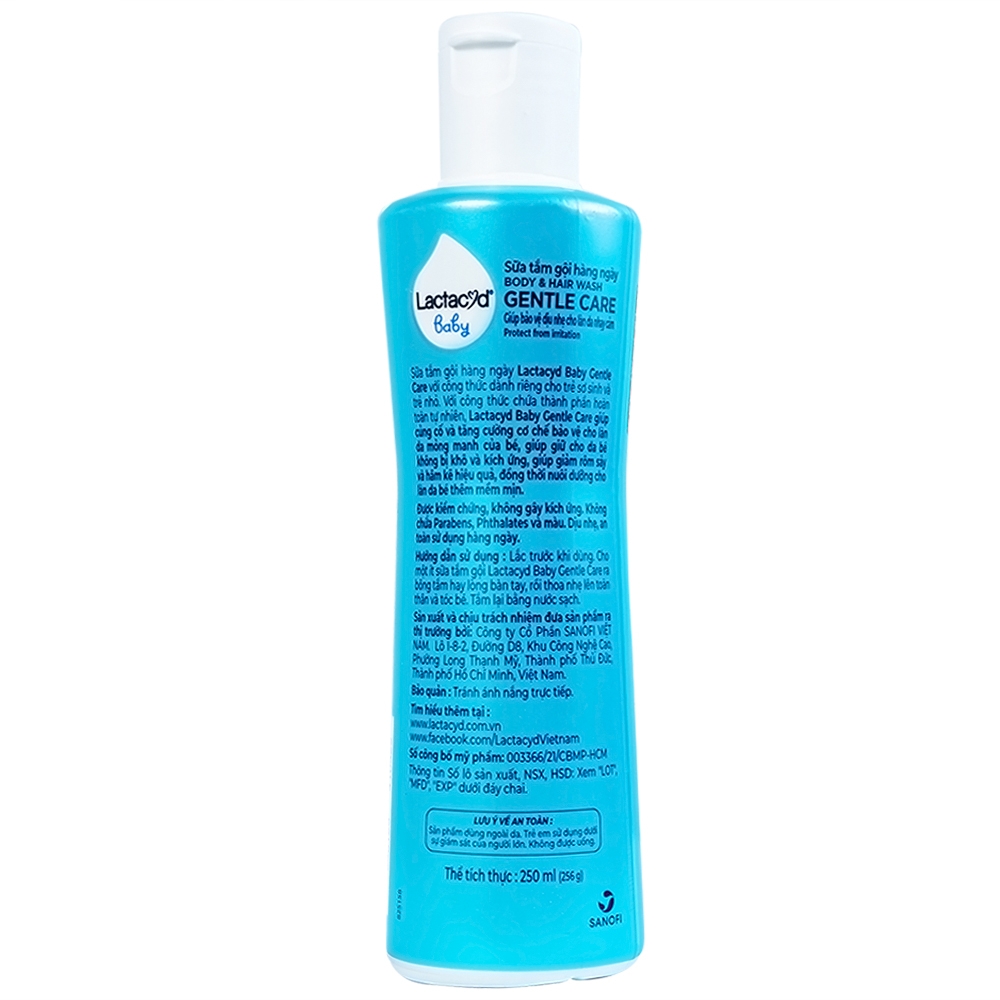 Hình ảnh Sữa tắm gội Body And Hair Wash Gentle Care Lactacyd BB tăng cường bảo vệ làn da mỏng manh của bé (250ml)