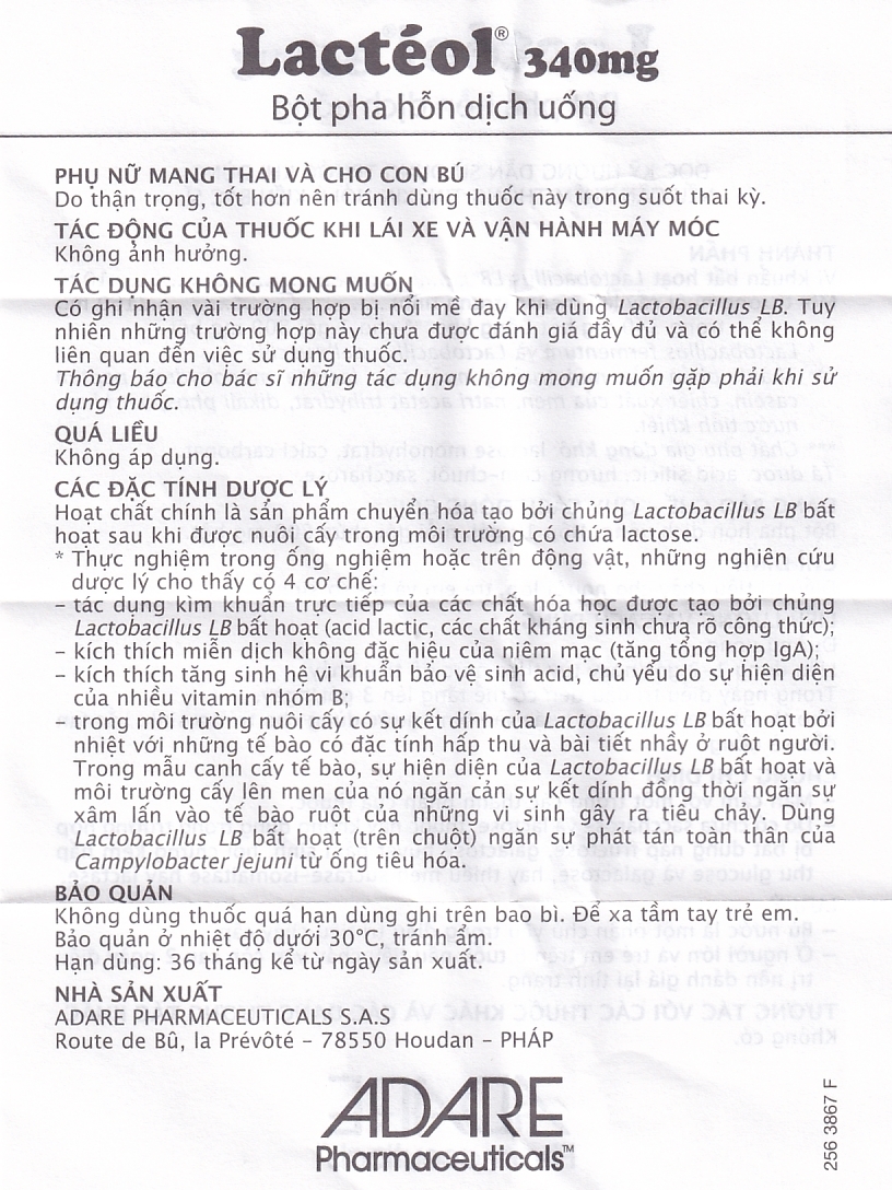 Hình ảnh Bột pha hỗn dịch uống Lactéol 340mg điều trị tiêu chảy (10 gói) 