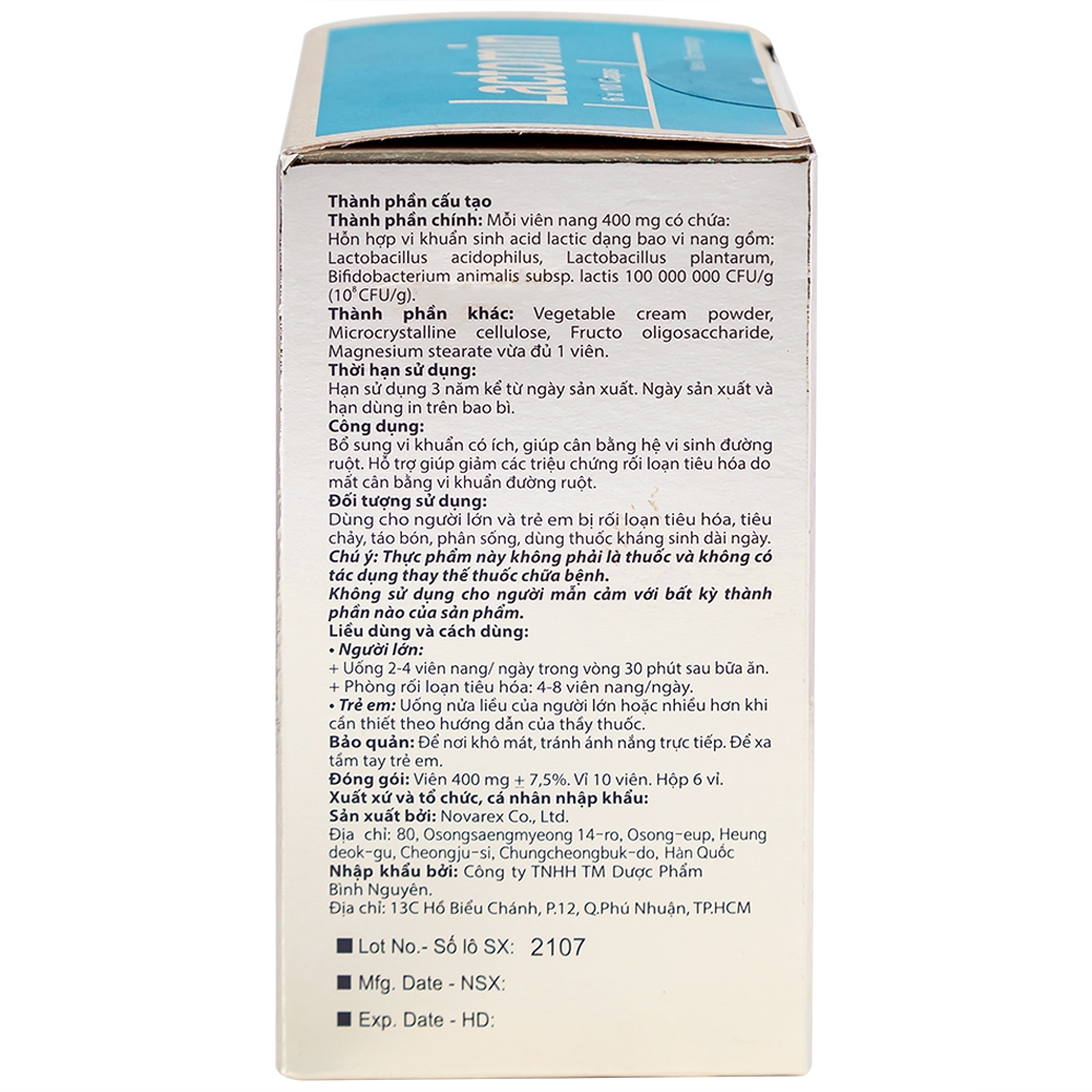 Hình ảnh Viên uống Lactomin Novarex bổ sung vi khuẩn có ích, giúp tái lập cân bằng hệ vi sinh đường ruột (6 vỉ x 10 viên)