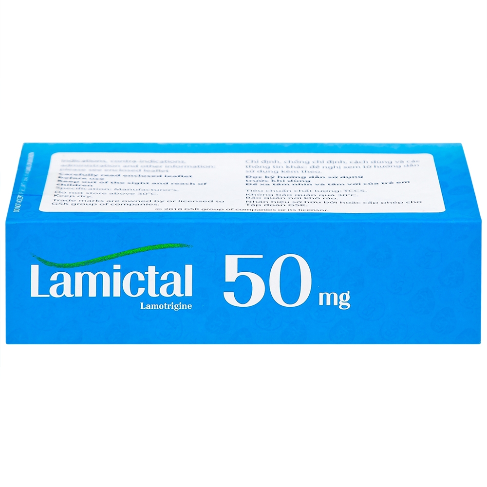 Hình ảnh Viên nén Lamictal 50mg GSK điều trị động kinh và phòng ngừa bệnh rối loạn lưỡng cực (3 vỉ x 10 viên)