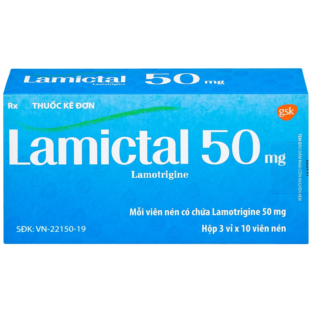 Hình ảnh Viên nén Lamictal 50mg GSK điều trị động kinh và phòng ngừa bệnh rối loạn lưỡng cực (3 vỉ x 10 viên)
