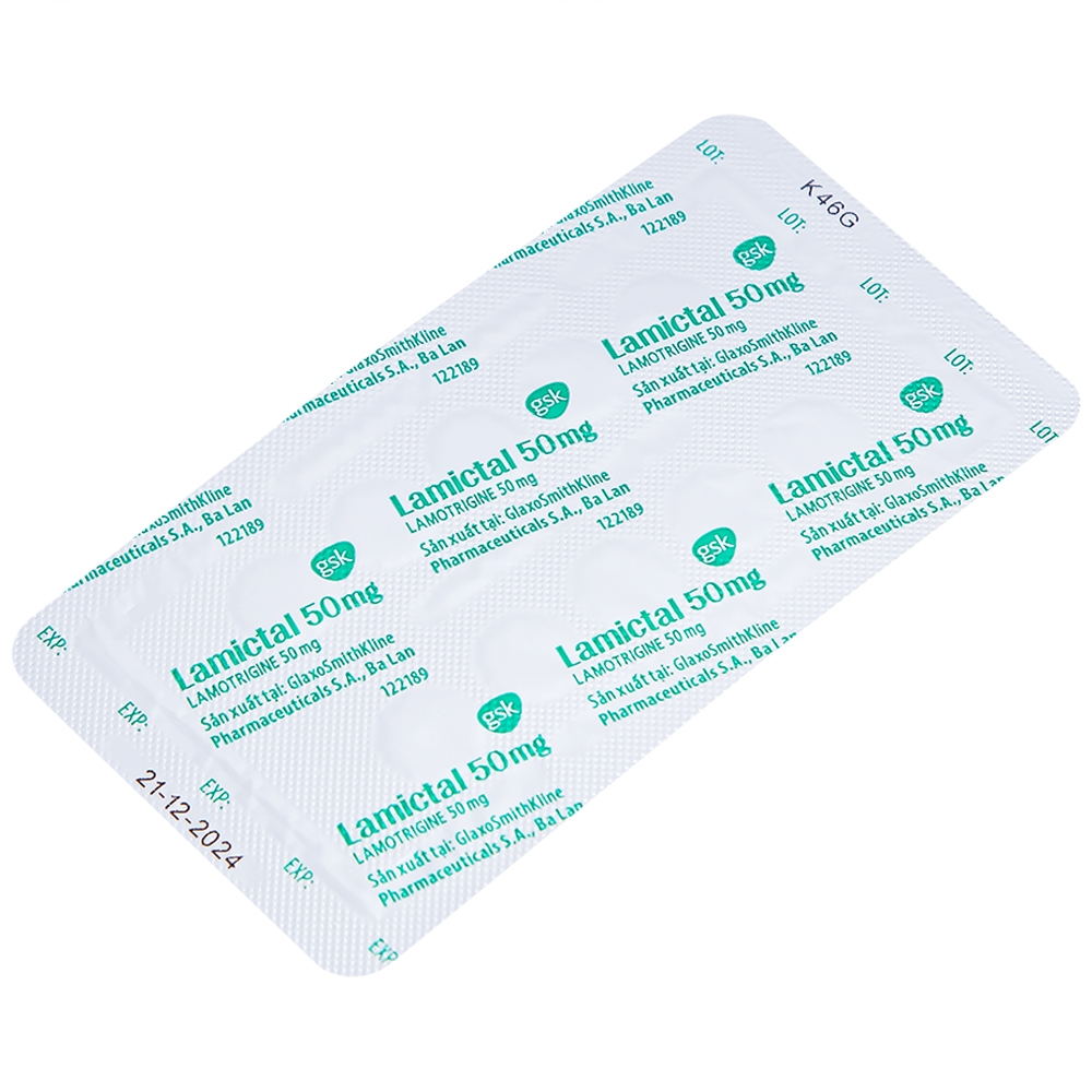 Hình ảnh Viên nén Lamictal 50mg GSK điều trị động kinh và phòng ngừa bệnh rối loạn lưỡng cực (3 vỉ x 10 viên)