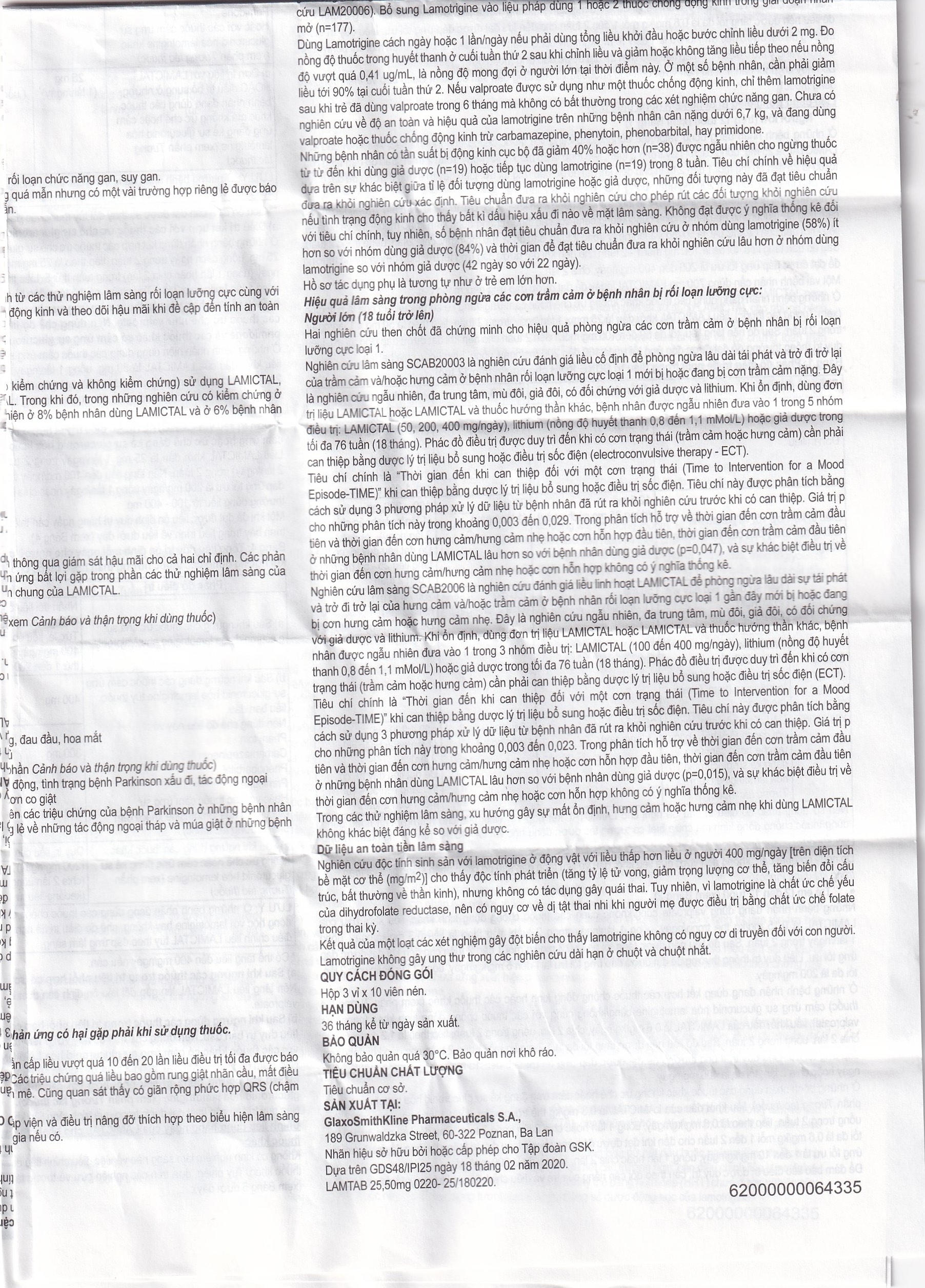 Hình ảnh Viên nén Lamictal 50mg GSK điều trị động kinh và phòng ngừa bệnh rối loạn lưỡng cực (3 vỉ x 10 viên)