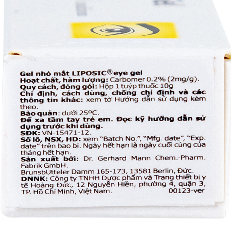 Hình ảnh Gel nhỏ mắt Liposic Eye Gel Bausch And Lomb điều trị triệu chứng cho bệnh khô mắt (10g)