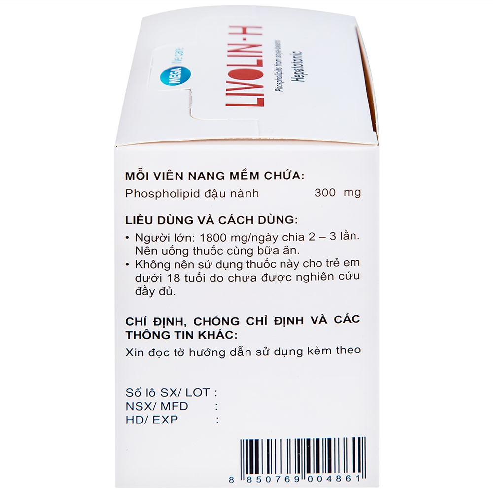 Hình ảnh Viên nang mềm Livolin-H 300mg MEGA We care cải thiện bệnh gan, chán ăn, đau hạ sườn phải (10 vỉ x 10 viên)