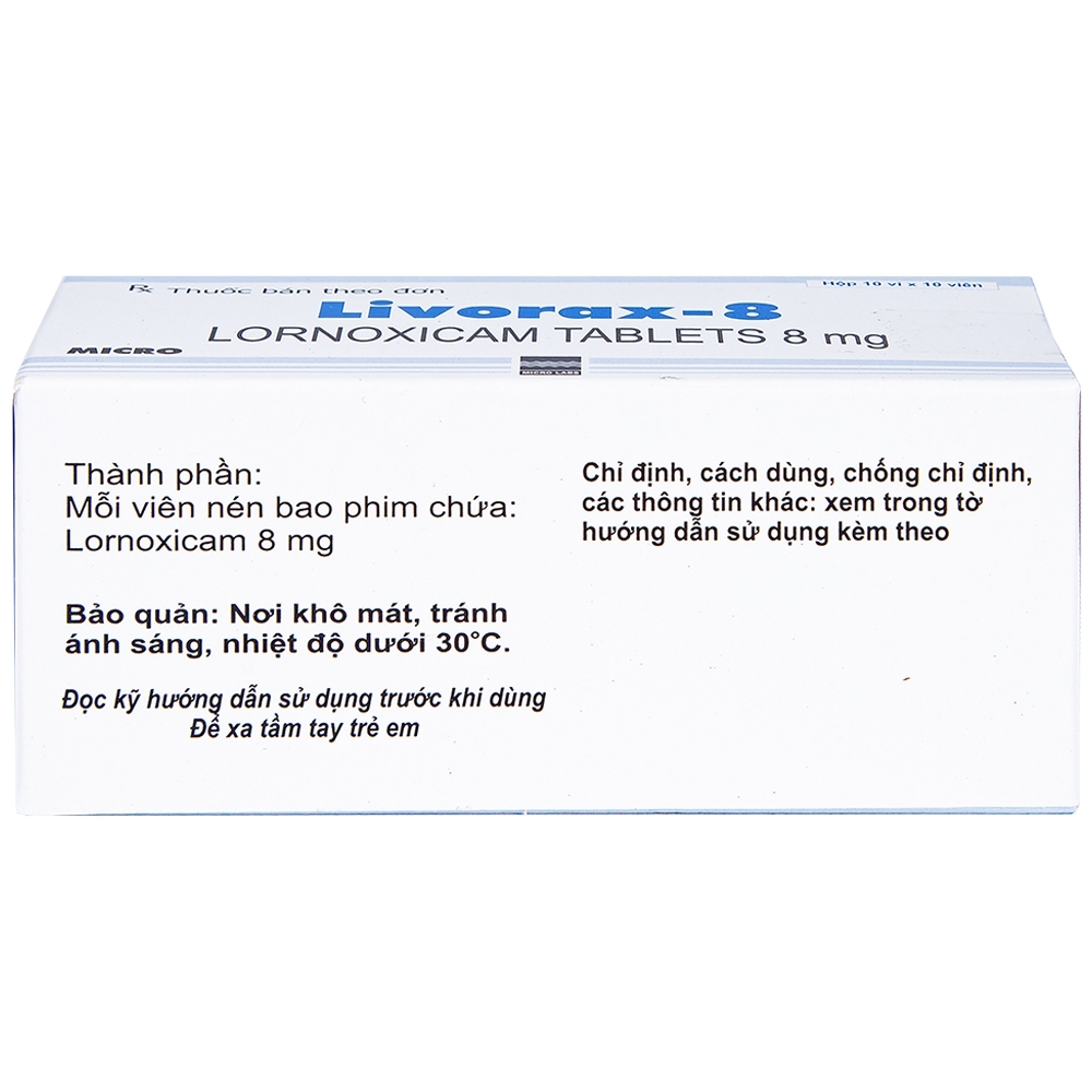 Hình ảnh Viên nén Livorax-8 Micro giảm đau và chống viêm xương khớp (10 vỉ x 10 viên)