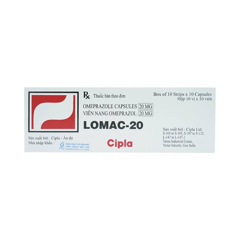 Hình ảnh Thuốc Lomac-20 Cipla điều trị viêm loét dạ dày - tá tràng, trào ngược thực quản (10 vỉ x 10 viên)