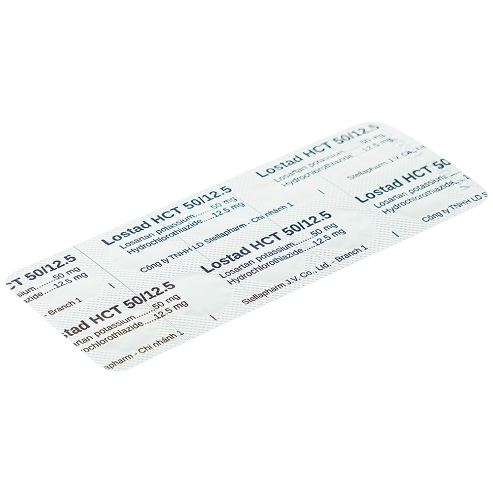 Hình ảnh Thuốc Lostad HCT 50/12.5 Stella điều trị tăng huyết áp, giảm nguy cơ đột quỵ (3 vỉ x 10 viên) 