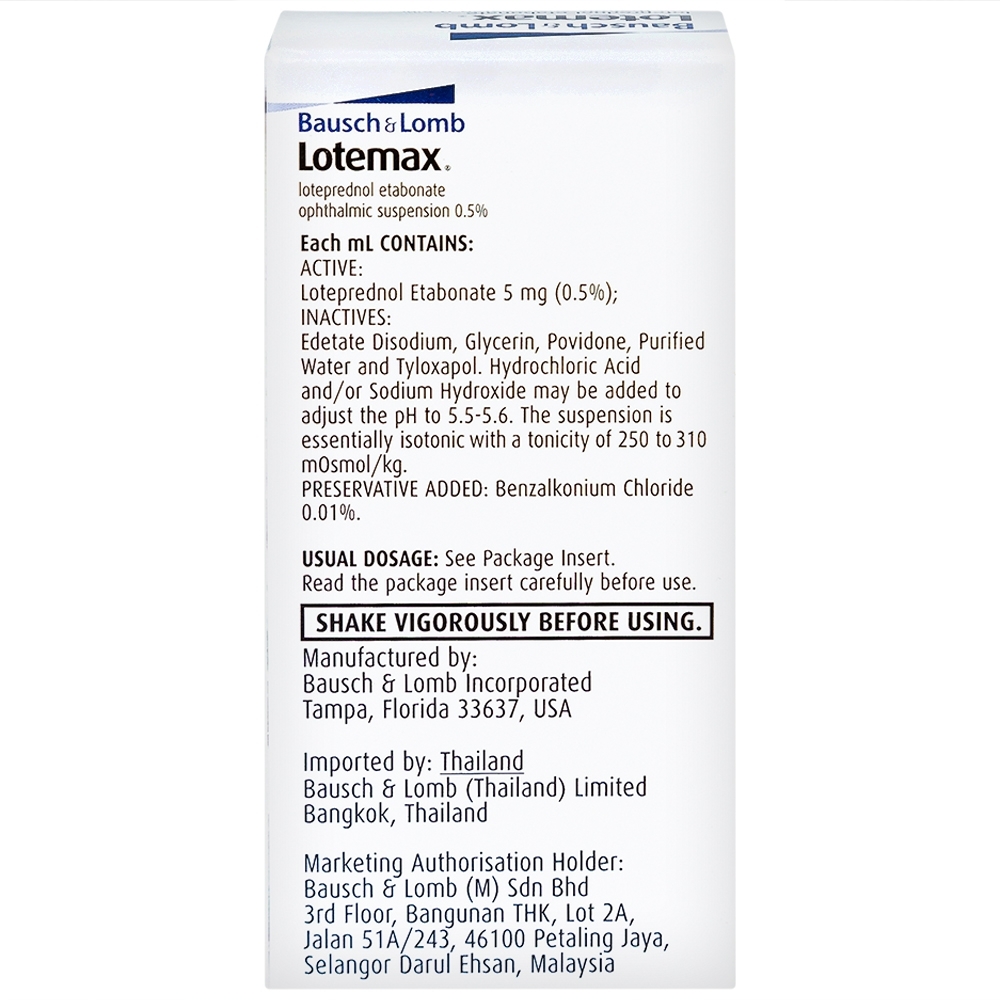 Hình ảnh Thuốc nhỏ mắt Lotemax 0.5% Bausch & Lomb điều trị viêm kết mạc mí mắt, nhãn cầu (5ml)