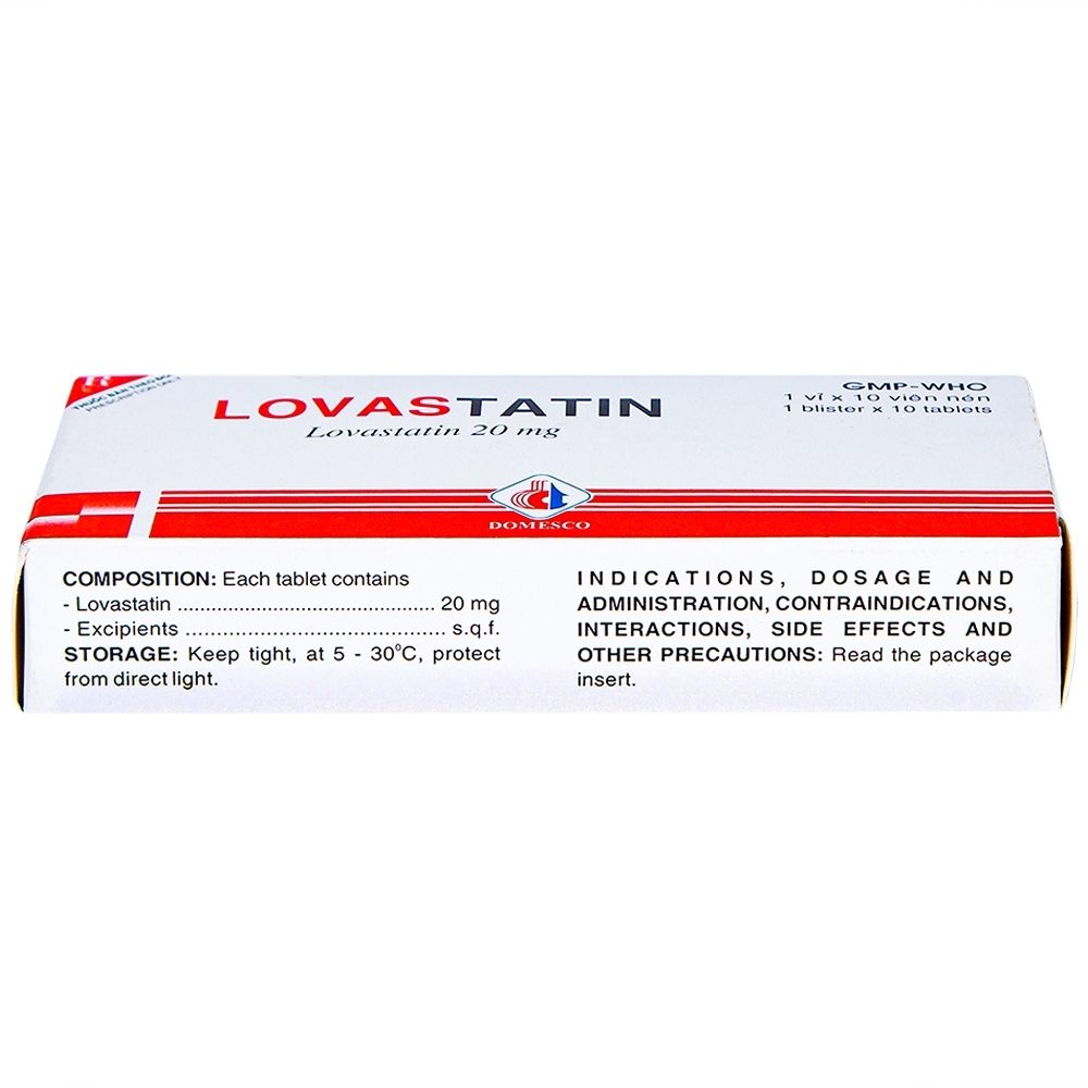 Hình ảnh Thuốc Lovastatin 20mg Domesco phòng ngừa biến cố tim mạch (1 vỉ x 10 viên)