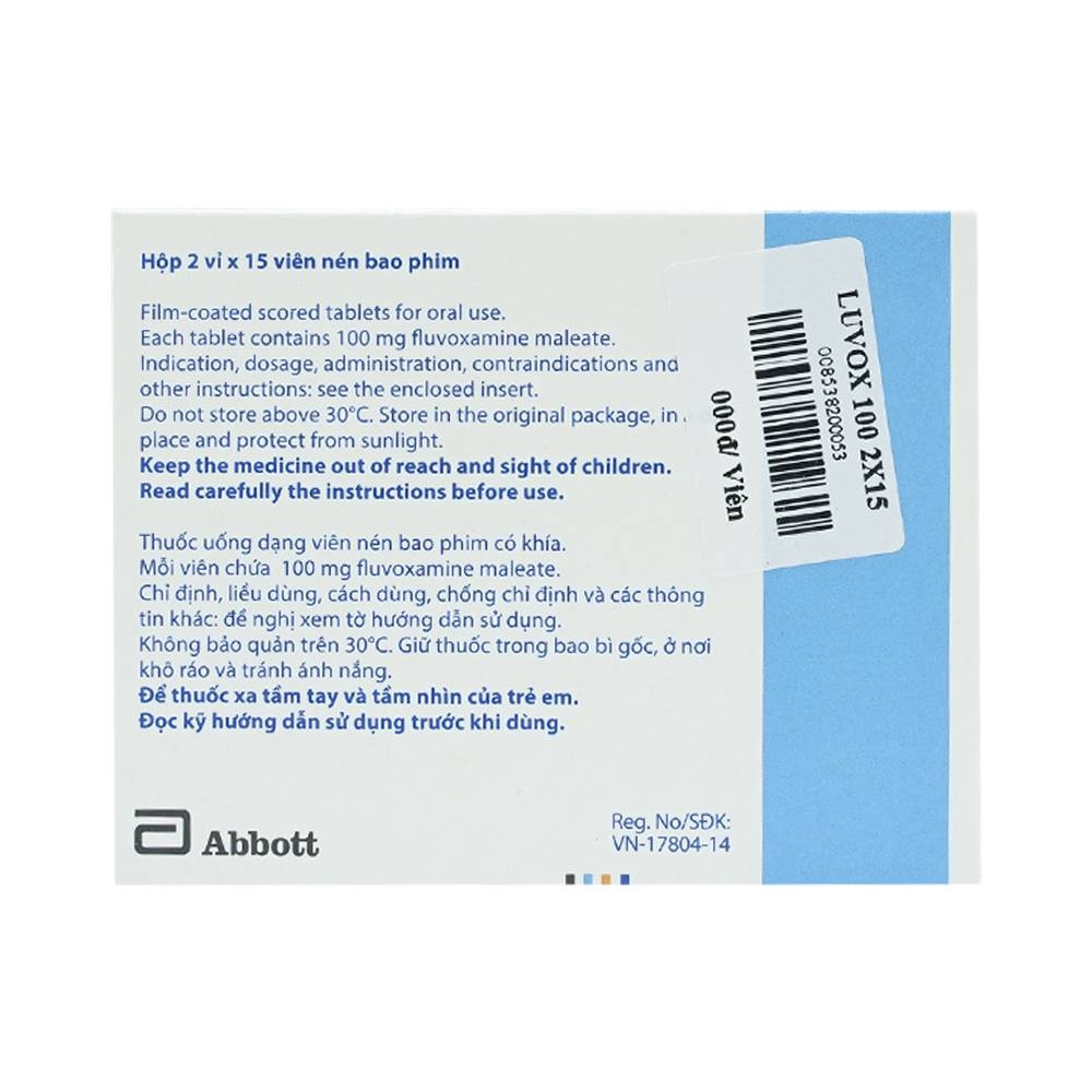 Hình ảnh Viên nén Luvox 100mg Abbott điều trị trầm cảm, rối loạn trầm cảm (2 vỉ x 15 viên)