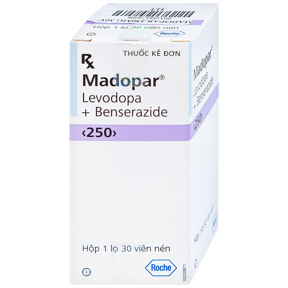Hình ảnh Viên nén Madopar Levodopa And Benserazide 250 Roche điều trị bệnh Parkinson vô căn (30 viên)