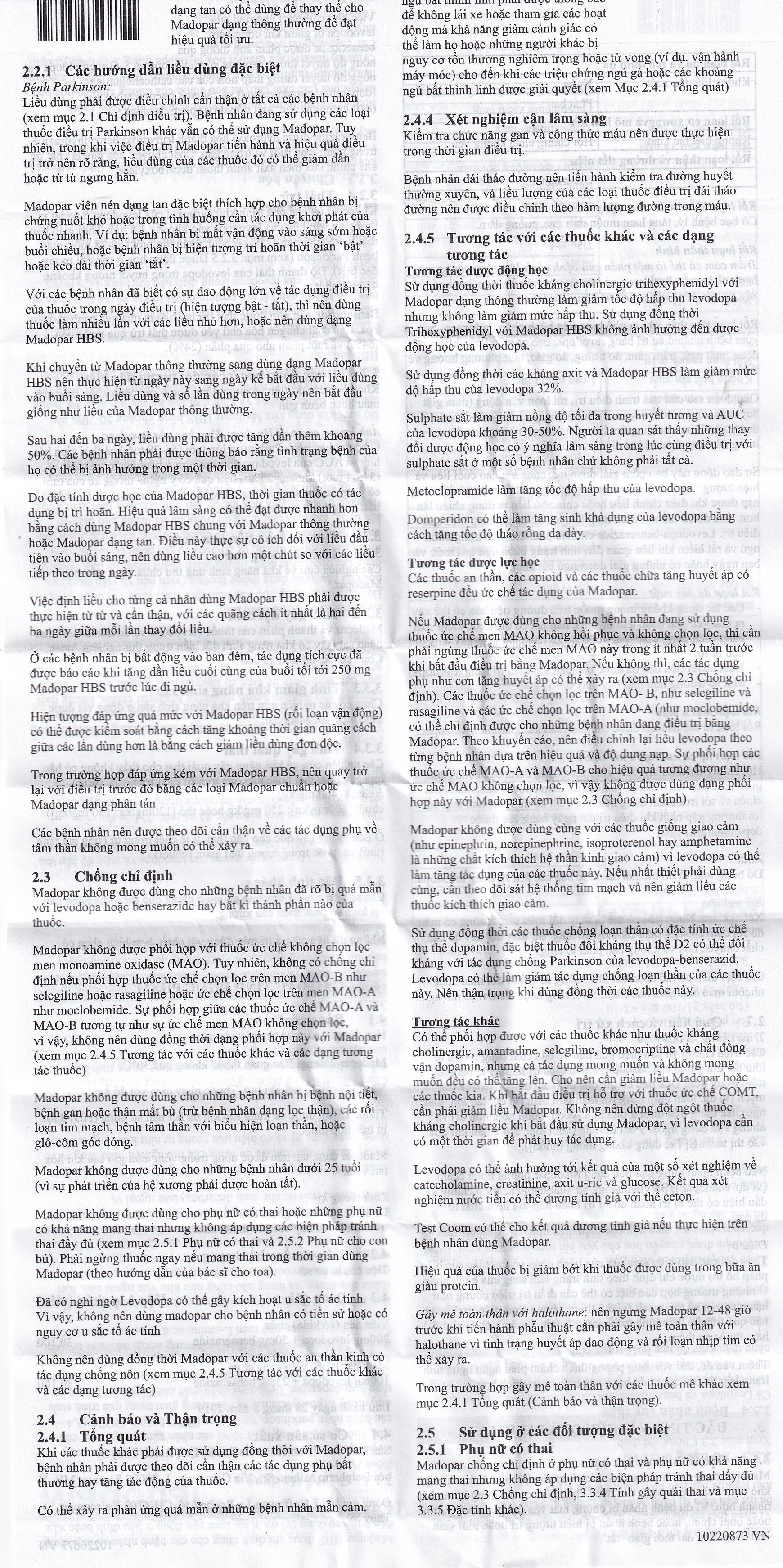 Hình ảnh Viên nén Madopar Levodopa And Benserazide 250 Roche điều trị bệnh Parkinson vô căn (30 viên)