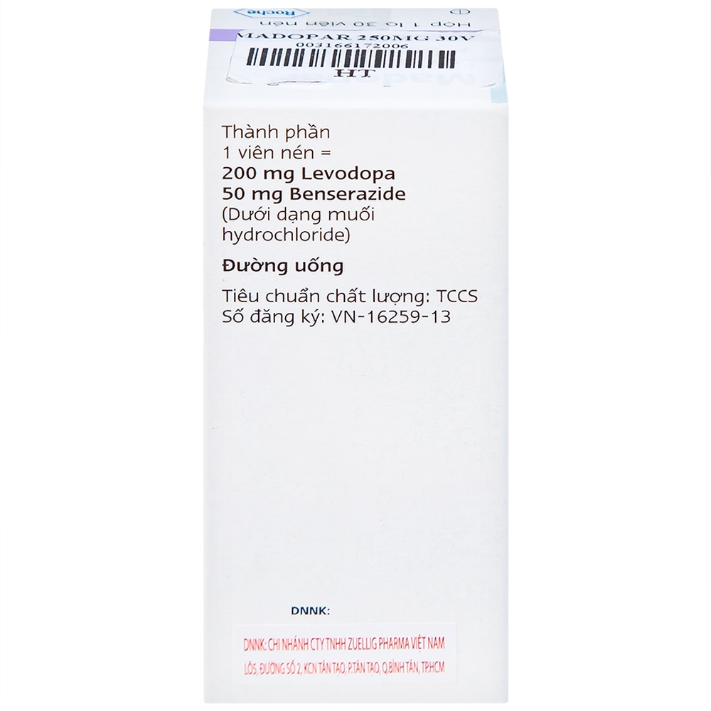 Hình ảnh Viên nén Madopar Levodopa And Benserazide 250 Roche điều trị bệnh Parkinson vô căn (30 viên)