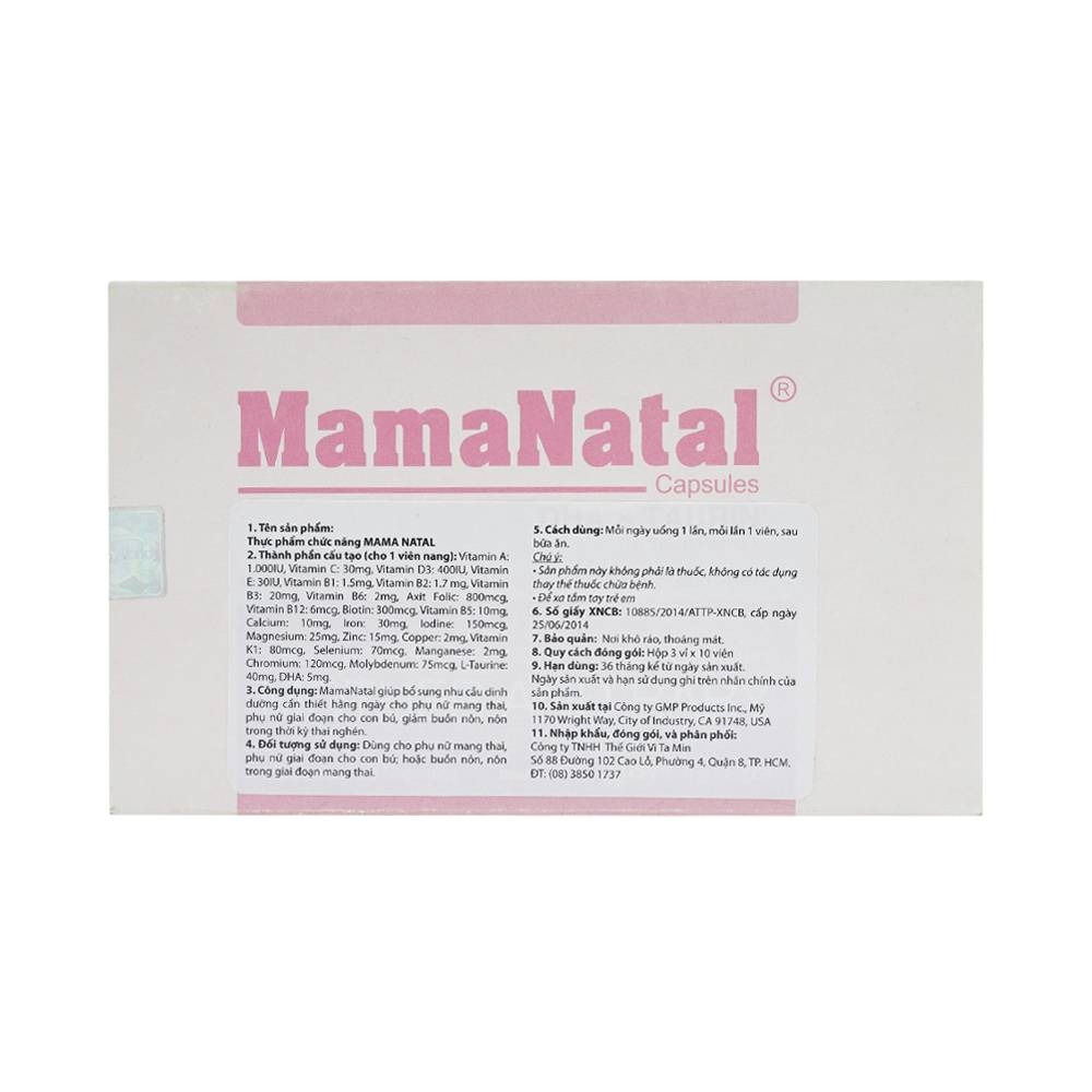 Hình ảnh Viên uống MamaNatal bổ sung dinh dưỡng cho phụ nữ mang thai (3 vỉ x 10 viên)