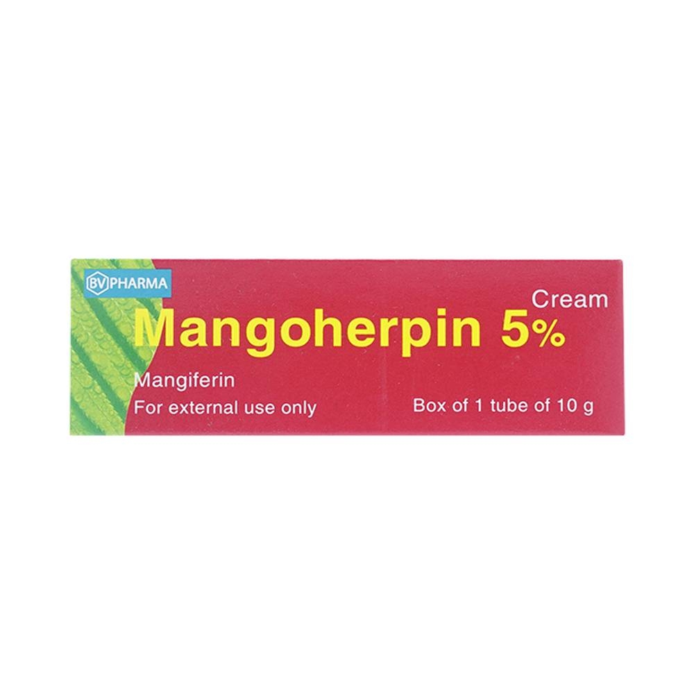 Hình ảnh Kem bôi da Mangoherpin 5% BV Pharma để điều trị các dạng bệnh cấp tính và tái phát do virus Herpes (10g)