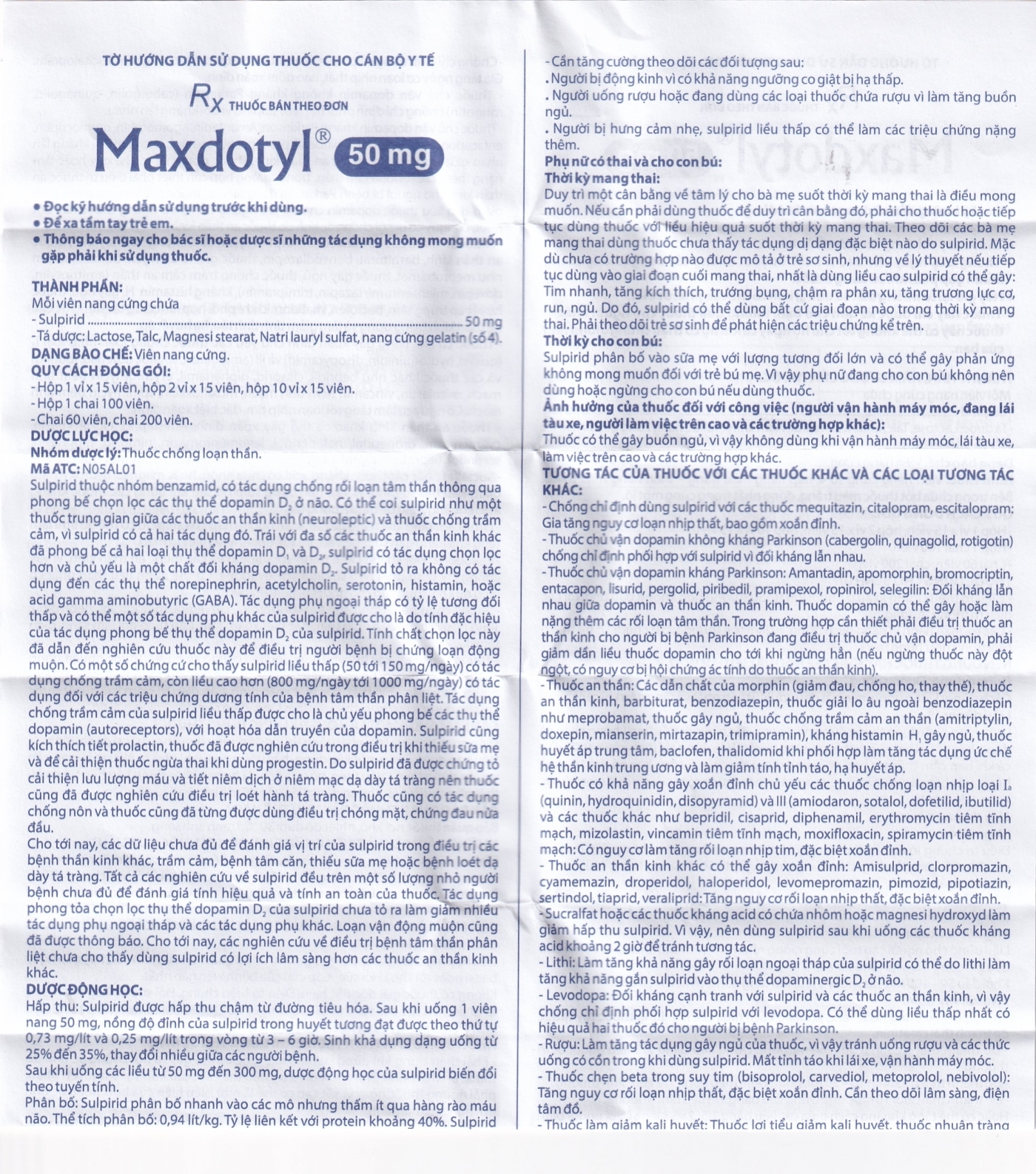 Hình ảnh Viên nang cứng Maxdotyl 50mg Domesco điều trị chứng lo âu ở người lớn (2 vỉ x 15 viên)