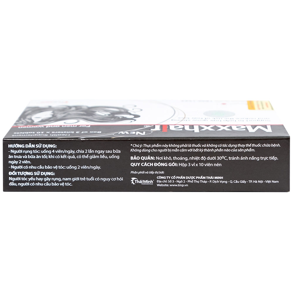 Hình ảnh Viên uống Maxxhair New Thái Minh hỗ trợ tóc mọc chắc khỏe và giảm nguy cơ rụng tóc (3 vỉ x 10 viên)