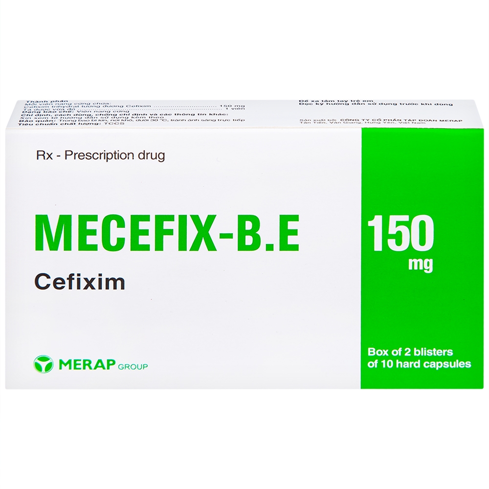 Hình ảnh Thuốc Mecefix-B.E 150mg Merap điều trị nhiễm khuẩn đường tiết niệu, viêm tai giữa (2 vỉ x 10 viên)