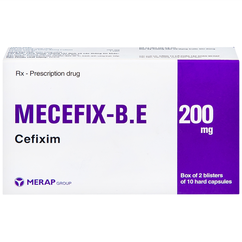 Hình ảnh Thuốc Mecefix-B.E 200mg Merap điều trị nhiễm khuẩn đường tiết niệu, viêm tai giữa (2 vỉ x 10 viên)