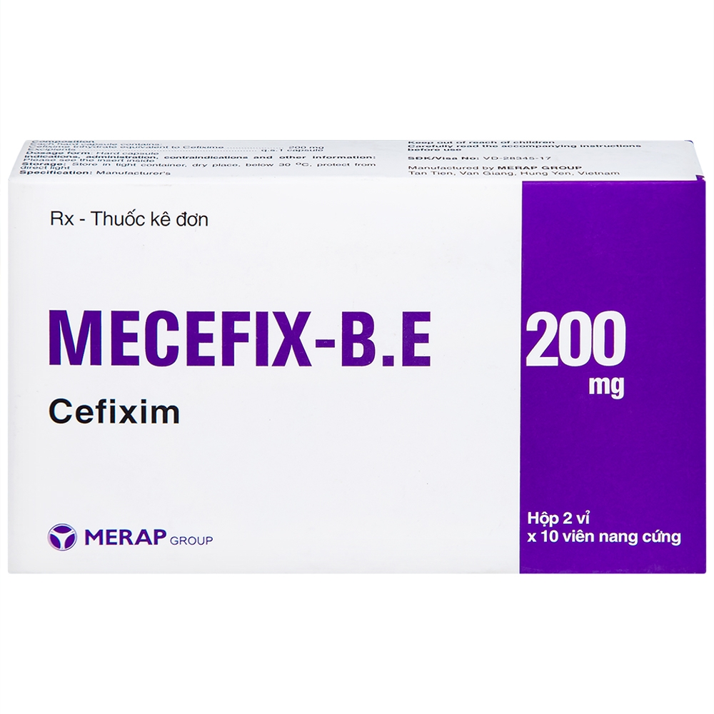 Hình ảnh Thuốc Mecefix-B.E 200mg Merap điều trị nhiễm khuẩn đường tiết niệu, viêm tai giữa (2 vỉ x 10 viên)