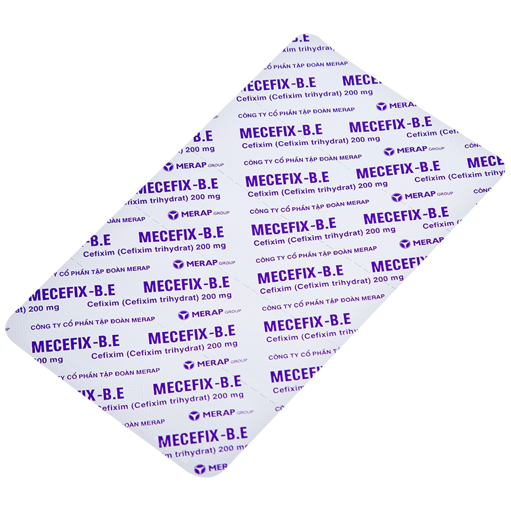 Hình ảnh Thuốc Mecefix-B.E 200mg Merap điều trị nhiễm khuẩn đường tiết niệu, viêm tai giữa (2 vỉ x 10 viên)