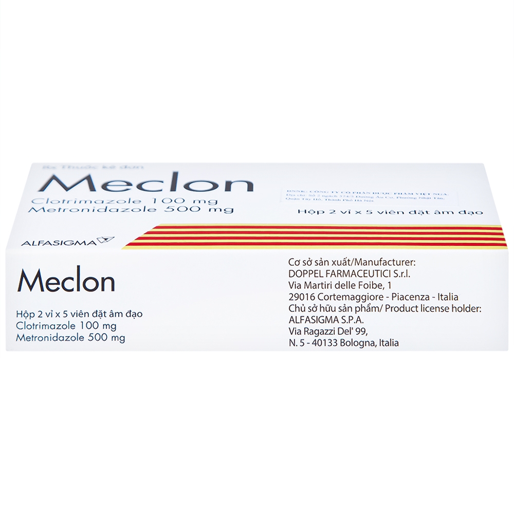 Hình ảnh Viên đặt âm đạo Meclon Doppel Pharma điều trị viêm cổ tử cung, âm đạo (2 vỉ x 5 viên)