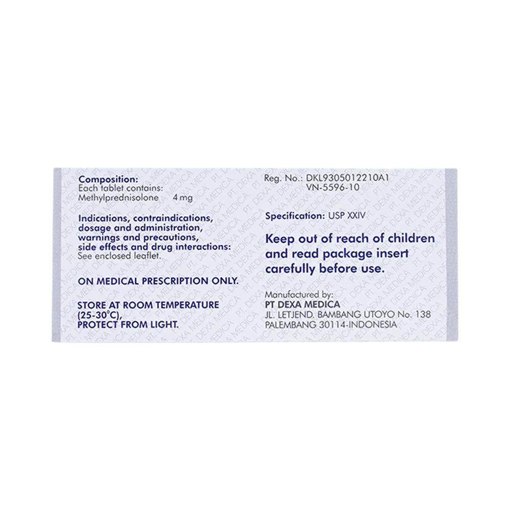 Hình ảnh Viên nén Medexa 4mg PT. Dexa Medica chống viêm, giảm viêm khớp dạng thấp (10 vỉ x 10 viên)