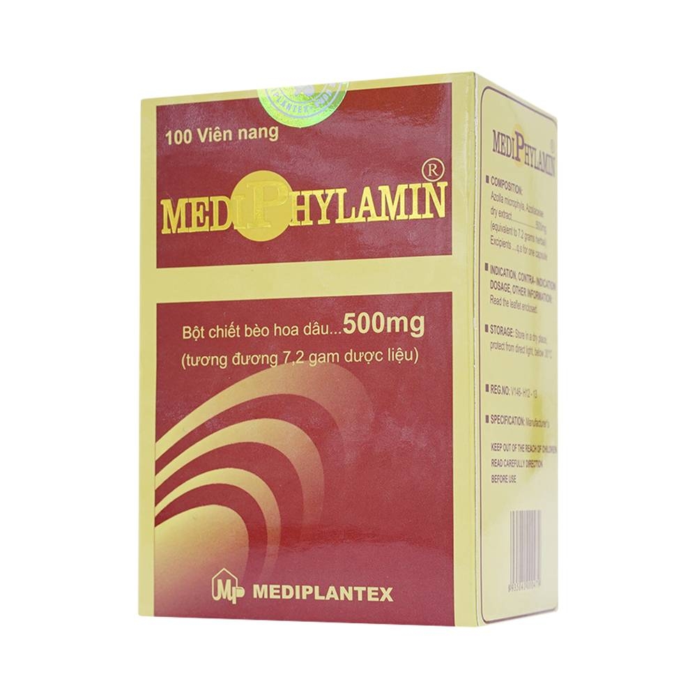 Hình ảnh Viên nang cứng MediPhylamin 500mg Mediplantex hỗ trợ tăng sức đề kháng, giảm cơn đau ung thư (10 vỉ x 10 viên)