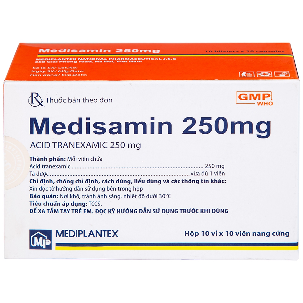 Hình ảnh Thuốc Medisamin 250mg Mediplantex điều trị tình trạng chảy máu (10 vỉ x 10 viên) 