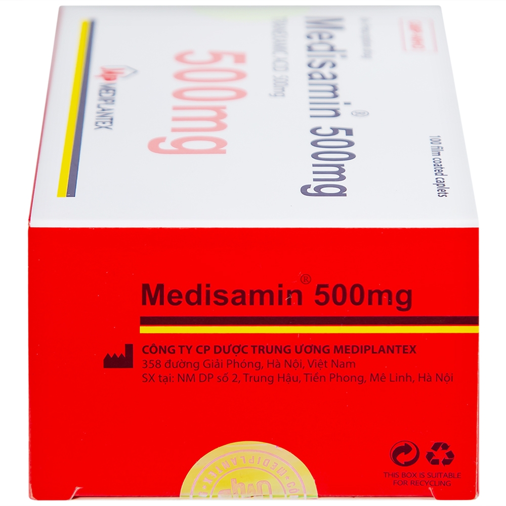 Hình ảnh Thuốc Medisamin 500mg Mediplantex điều trị chảy máu ở bệnh ưa chảy máu, rong kinh (10 vỉ x 10 viên) 