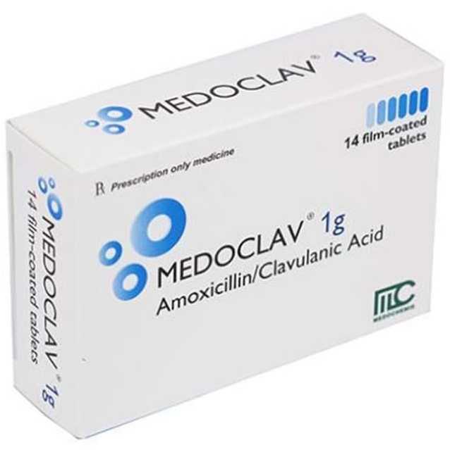 Hình ảnh Thuốc Medoclav 1g Medochemie điều trị nhiễm khuẩn đường hô hấp (2 vỉ x 7 viên)