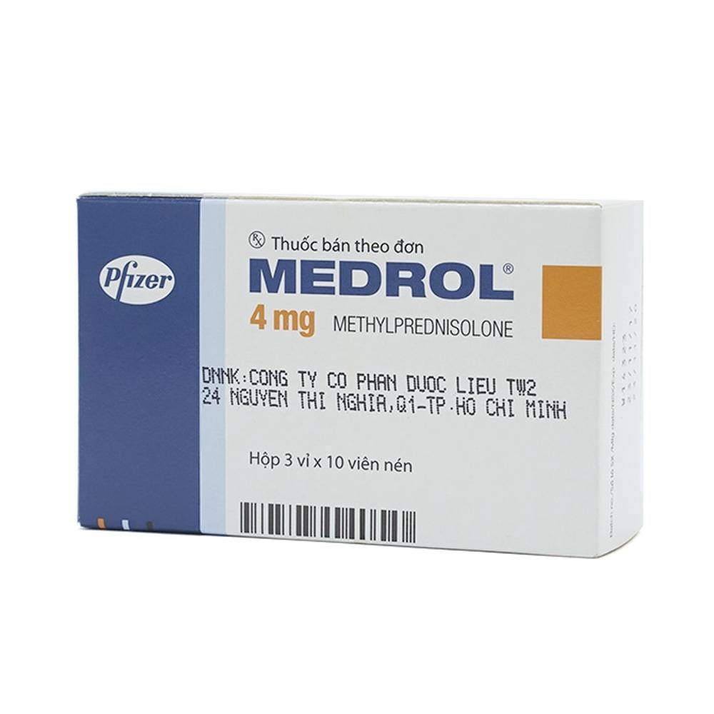 Hình ảnh Thuốc Medrol 4mg Pfizer kháng viêm, điều trị rối loạn nội tiết, viêm tuyến giáp (3 vỉ x 10 viên)
