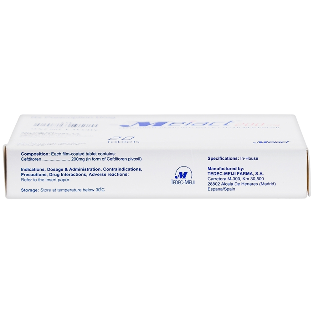 Hình ảnh Thuốc Meiact 200mg điều trị viêm amidan, viêm họng cấp tính, viêm xoang xương hàm (2 vỉ x 10 viên)