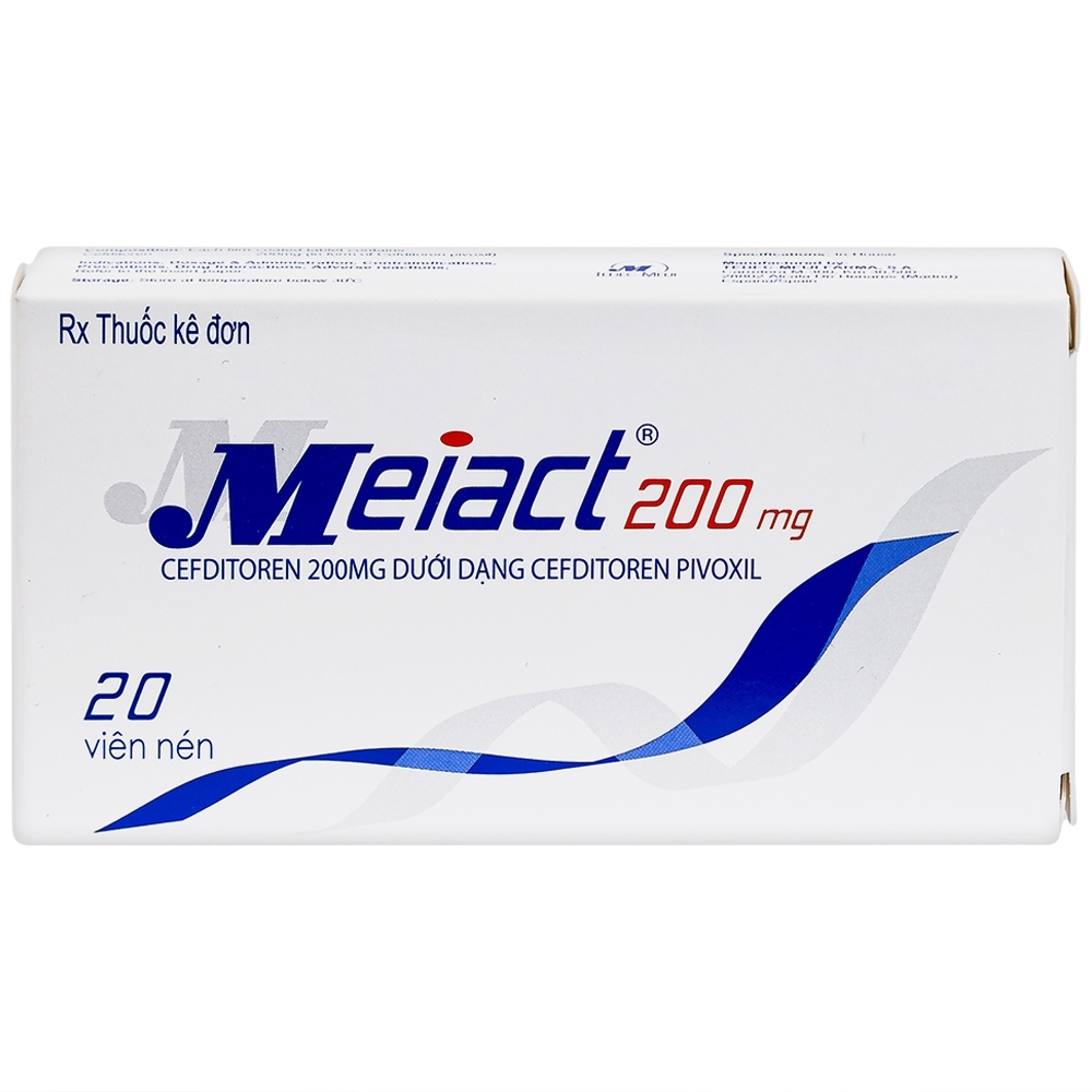 Hình ảnh Thuốc Meiact 200mg điều trị viêm amidan, viêm họng cấp tính, viêm xoang xương hàm (2 vỉ x 10 viên)