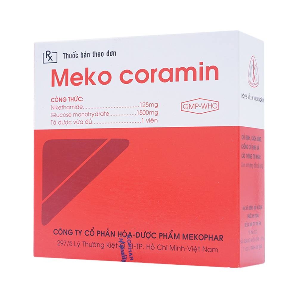 Hình ảnh Viên ngậm Meko Coramin Mekophar điều trị suy hô hấp, suy tuần hoàn (5 vỉ x 4 viên)