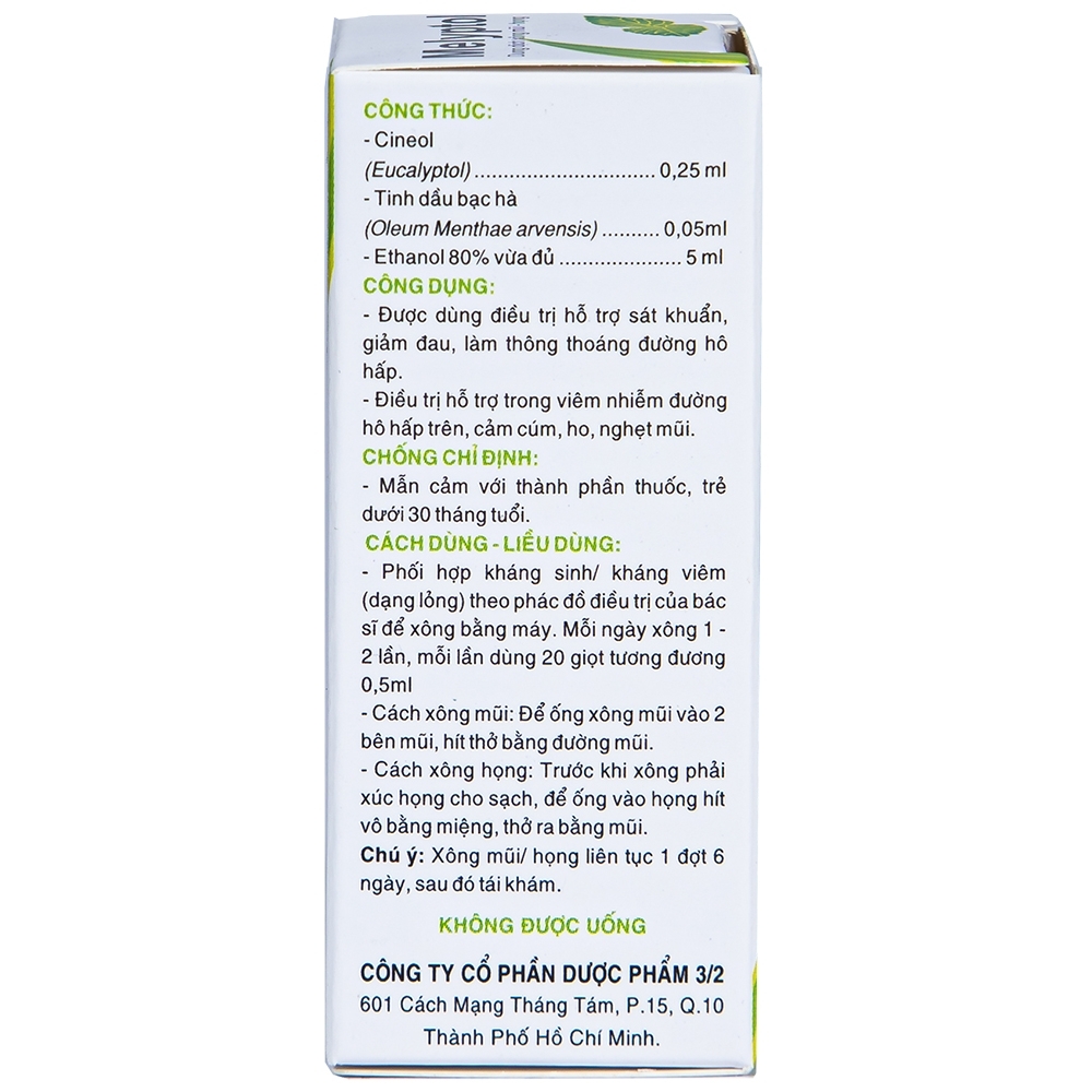 Hình ảnh Dung dịch xông mũi họng Melyptol Dược 3-2 điều trị hỗ trợ sát khuẩn, giảm đau đường hô hấp (5ml)
