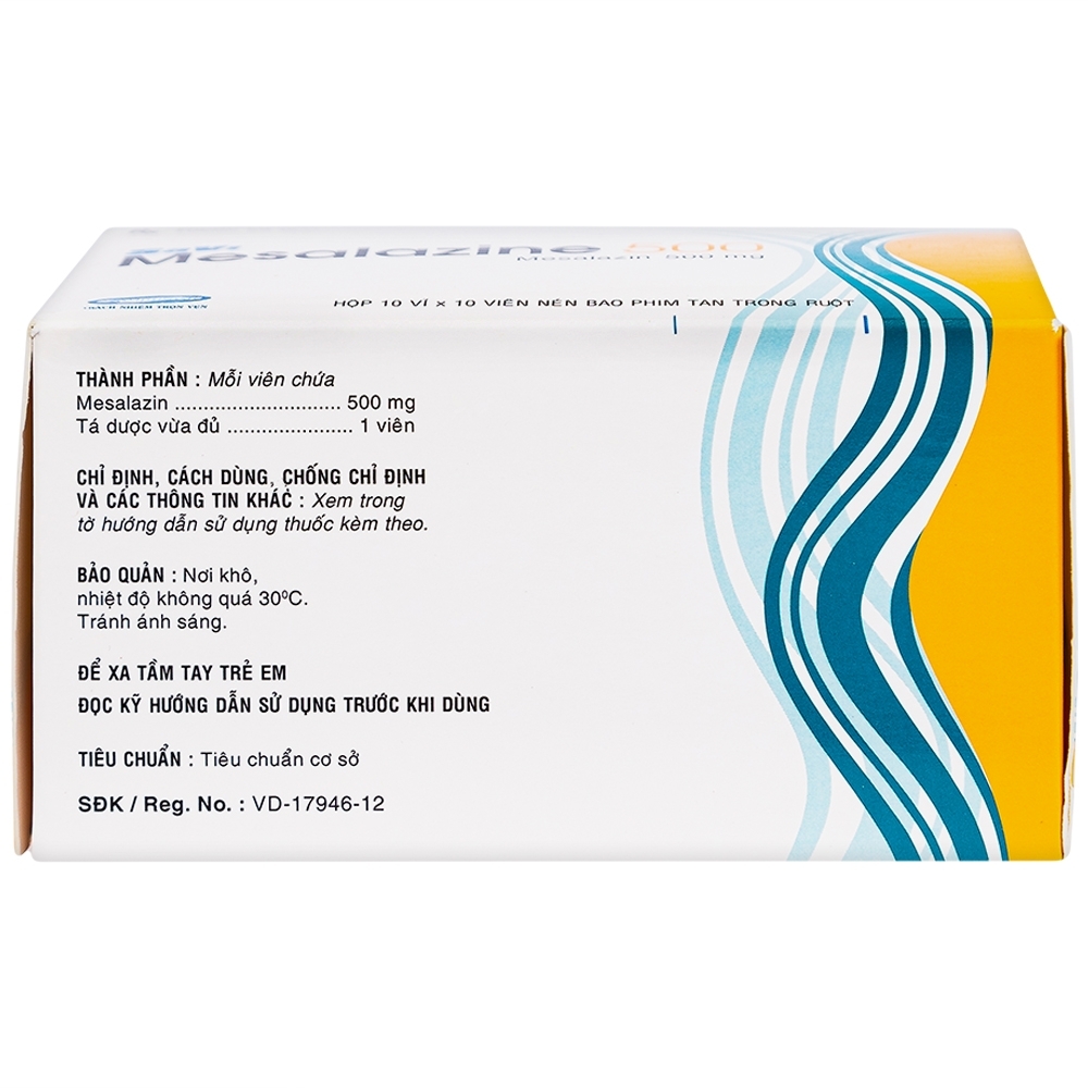 Hình ảnh Thuốc Mesalazine 500mg SaviPharm điều trị viêm loét đại tràng (10 vỉ x 10 viên)