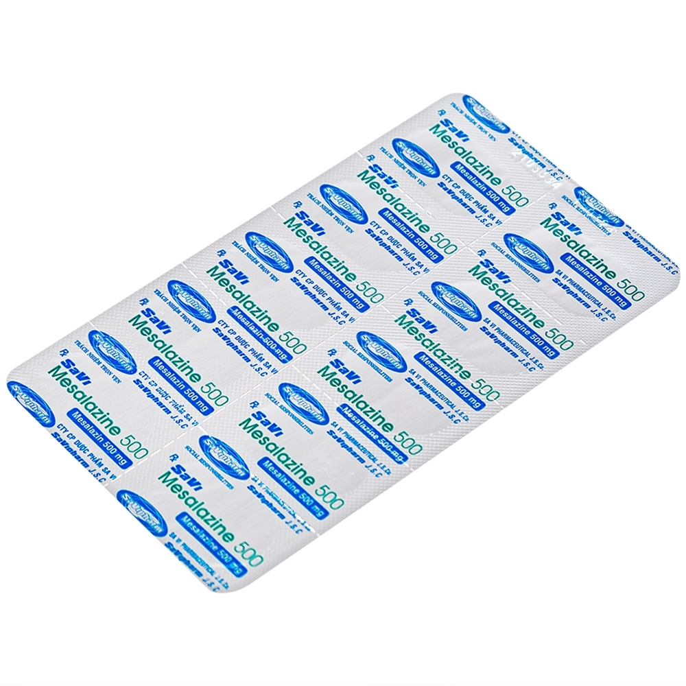 Hình ảnh Thuốc Mesalazine 500mg SaviPharm điều trị viêm loét đại tràng (10 vỉ x 10 viên)