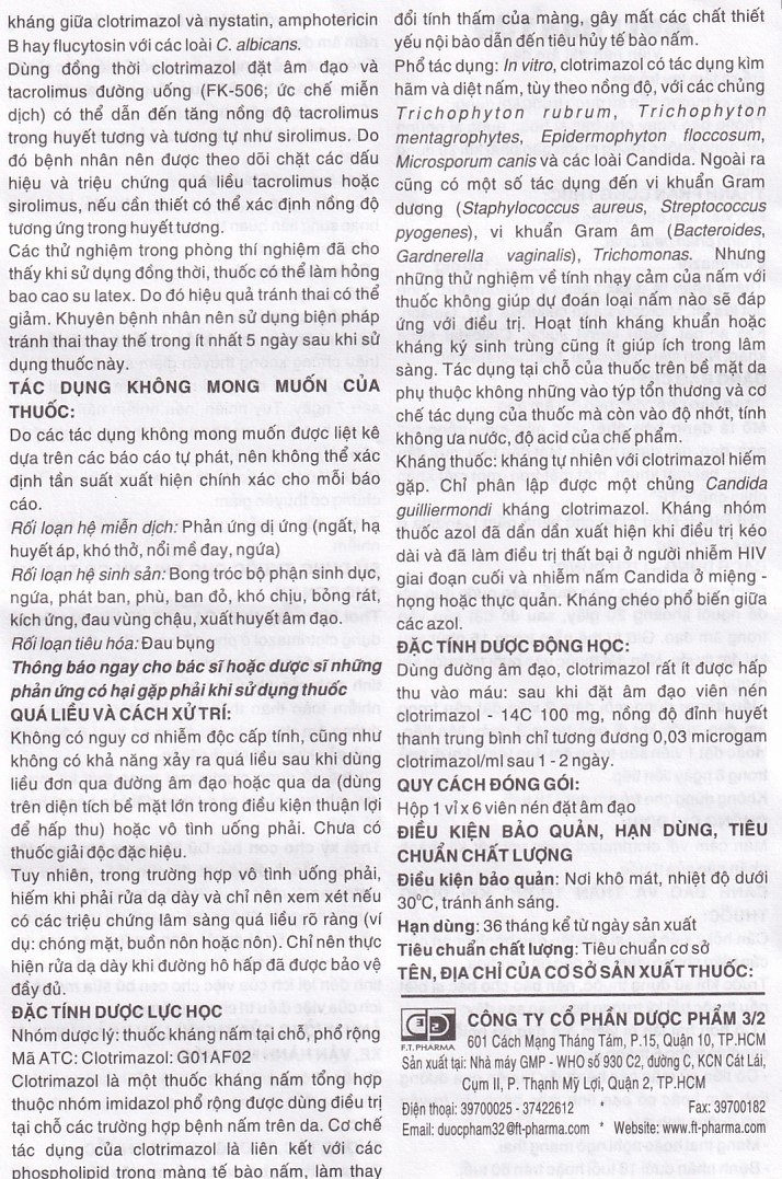 Hình ảnh Viên đặt âm đạo Metrima 100 Dược 3-2 điều trị nấm candida (1 vỉ x 6 viên)