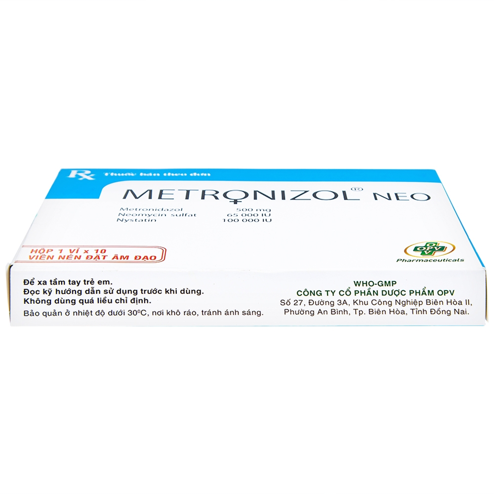 Hình ảnh Viên đặt âm đạo Metronizol Neo OPV điều trị viêm nhiễm âm đạo (1 vỉ x 10 viên)