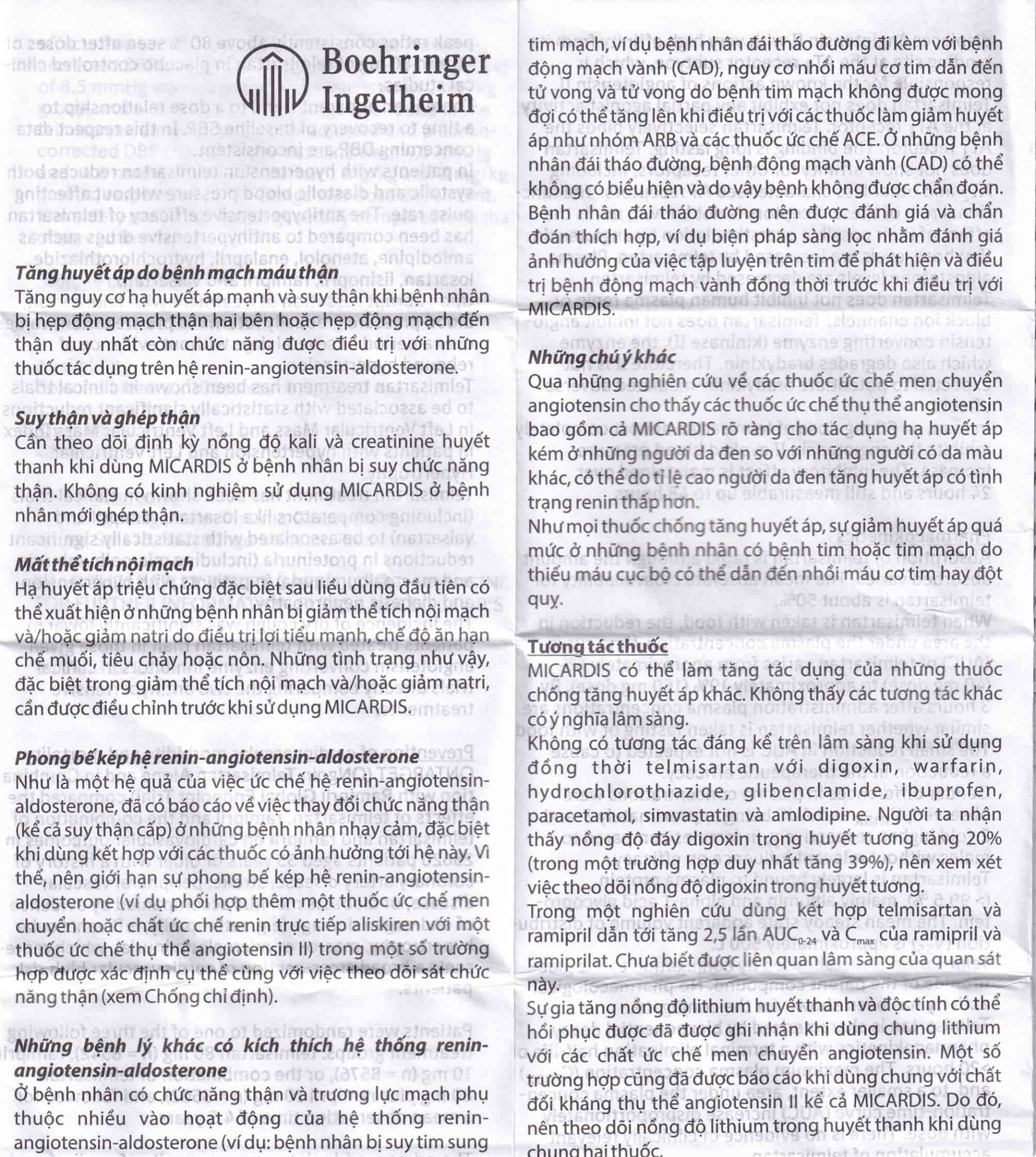 Hình ảnh Viên nén Micardis 80mg Boehringer điều trị tăng huyết áp vô căn (3 vỉ x 10 viên)