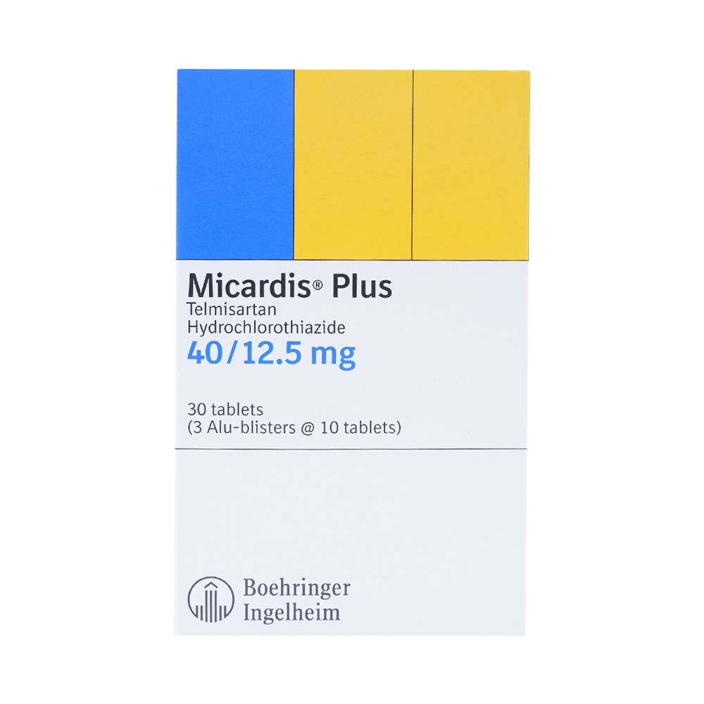 Hình ảnh Viên nén Micardis Plus 40/12,5mg Boehringer điều trị tăng huyết áp vô căn (3 vỉ x 10 viên)
