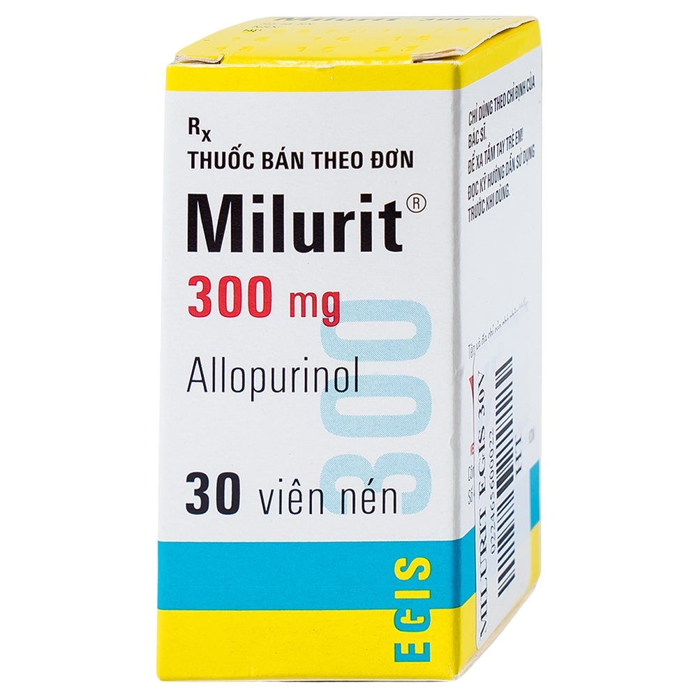Hình ảnh Viên nén Milurit 300mg Egis Pharma điều trị bệnh gout, phòng ngừa bệnh sỏi axit uric (30 viên)