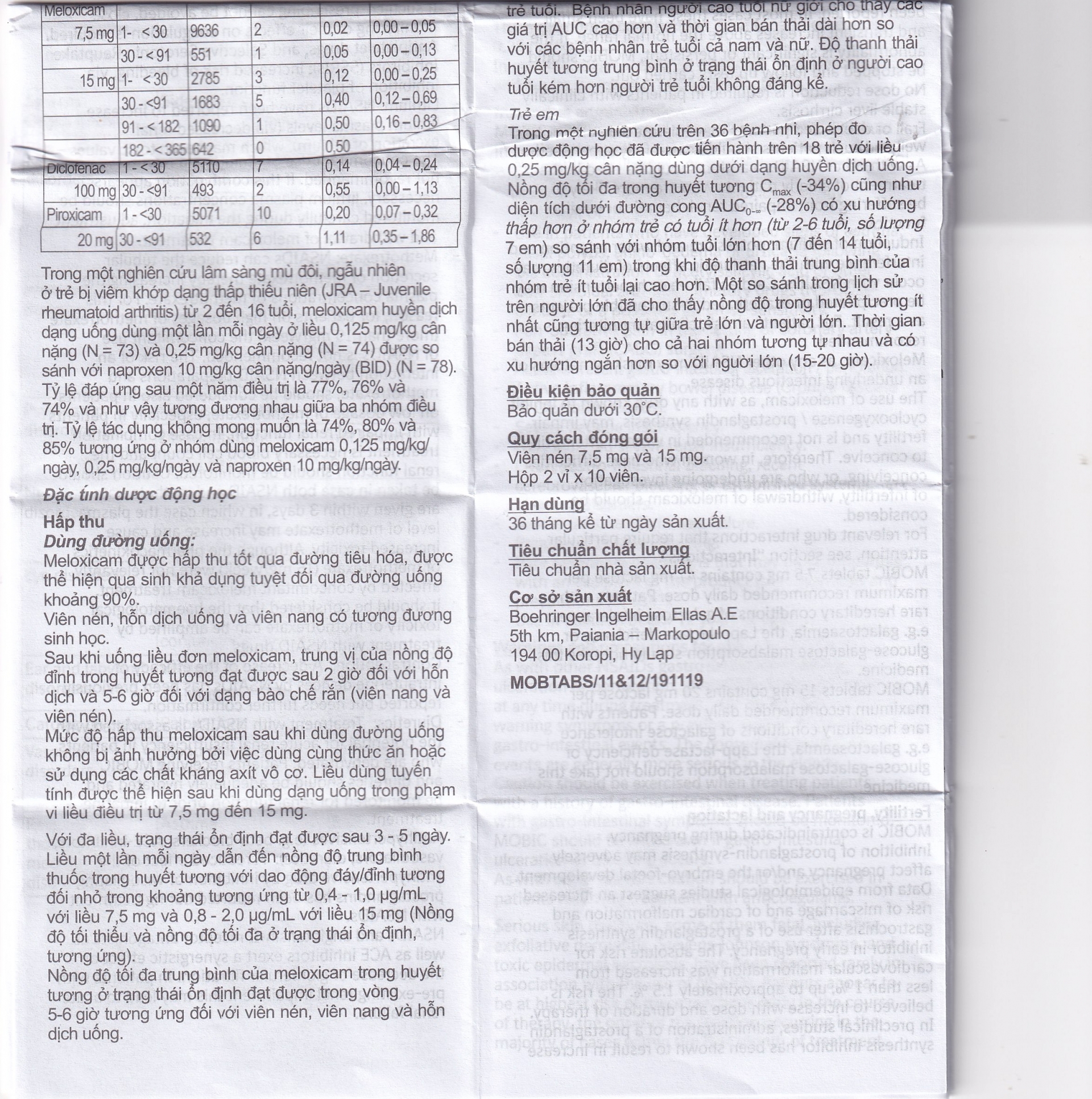 Hình ảnh Thuốc Mobic 7.5mg Boehringer điều trị viêm xương khớp (2 vỉ x 10 viên)